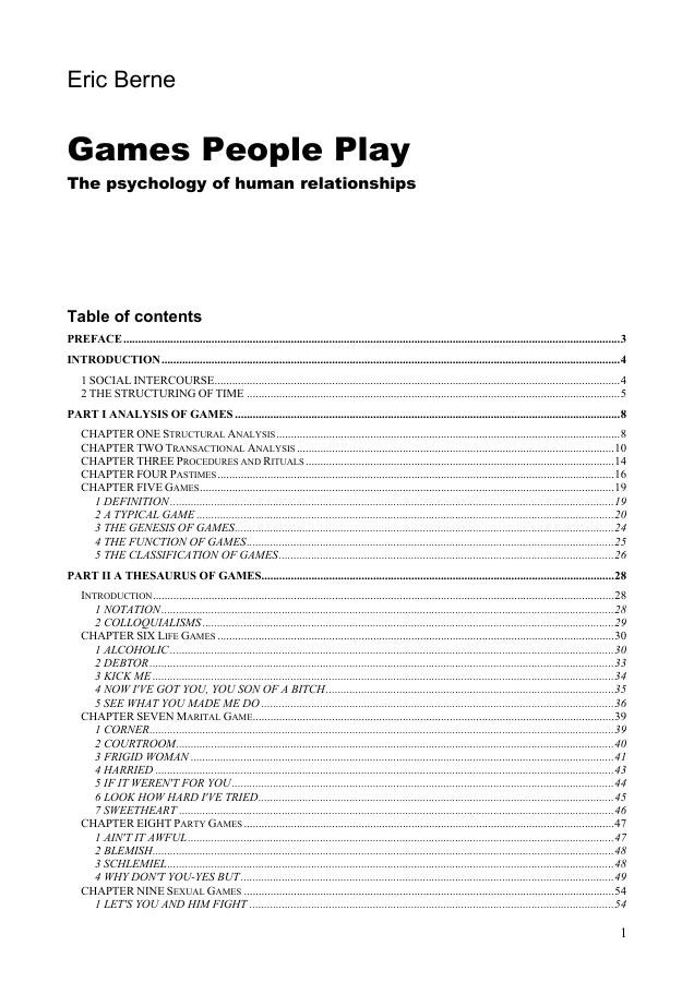 Games People Play The Psychology Of Human Relationships